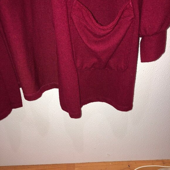 Maurices Womens Size XXL Maroon Open Front Pockets Stretch Sweater Cardigan Top - Picture 6 of 13